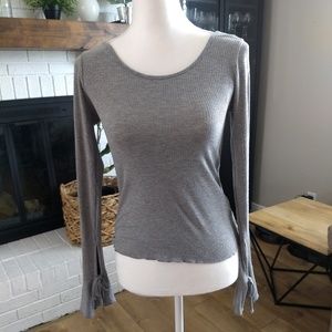 Band of Gypsies Gray Ribbed Shirt, XSmall